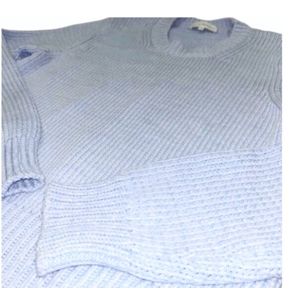 White + Warren Cotton Rope Knit Crewneck Sweater Sky Blue M - Picture 4 of 8